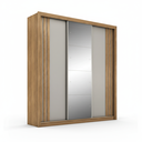 Ver imagem 4 de Guarda Roupa Casal com Espelho 3 Portas de Correr e 4 Gavetas Moema Amêndola Touch/nude-preto Prime