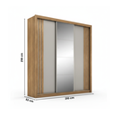 Ver imagem 3 de Guarda Roupa Casal com Espelho 3 Portas de Correr e 4 Gavetas Moema Amêndola Touch/nude-preto Prime