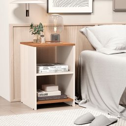 Mesa de Cabeceira 2 Prateleiras Dubai Off White/freijó - 1