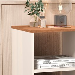 Mesa de Cabeceira 2 Prateleiras Dubai Off White/freijó - 2