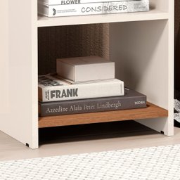 Mesa de Cabeceira 2 Prateleiras Dubai Off White/freijó - 3