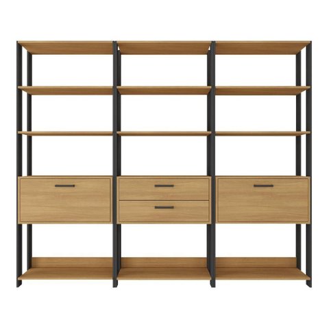 Guarda-roupa Closet Modulado Texas 2 Portas 2 Gavetas 219cm Multimóveis Mp4793 Preto/madeirado