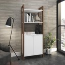 Ver imagem 1 de Estante Escritório Com 2 Portas Cr25004 Branca/Nogal
