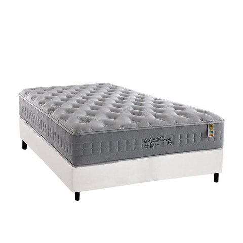 Cama Box Casal: Colchão Molas Anjos MasterPocket Ensacadas Soft Dream + Base CRC Courano Branco(