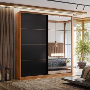 Guarda-roupa Casal com Espelho 2 Portas 3 Gavetas Belga