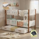 Ver imagem 2 de Beliche Solteiro Ônix com Cama Auxiliar e 2 Colchões + Lousa Mágica - Branco Mel