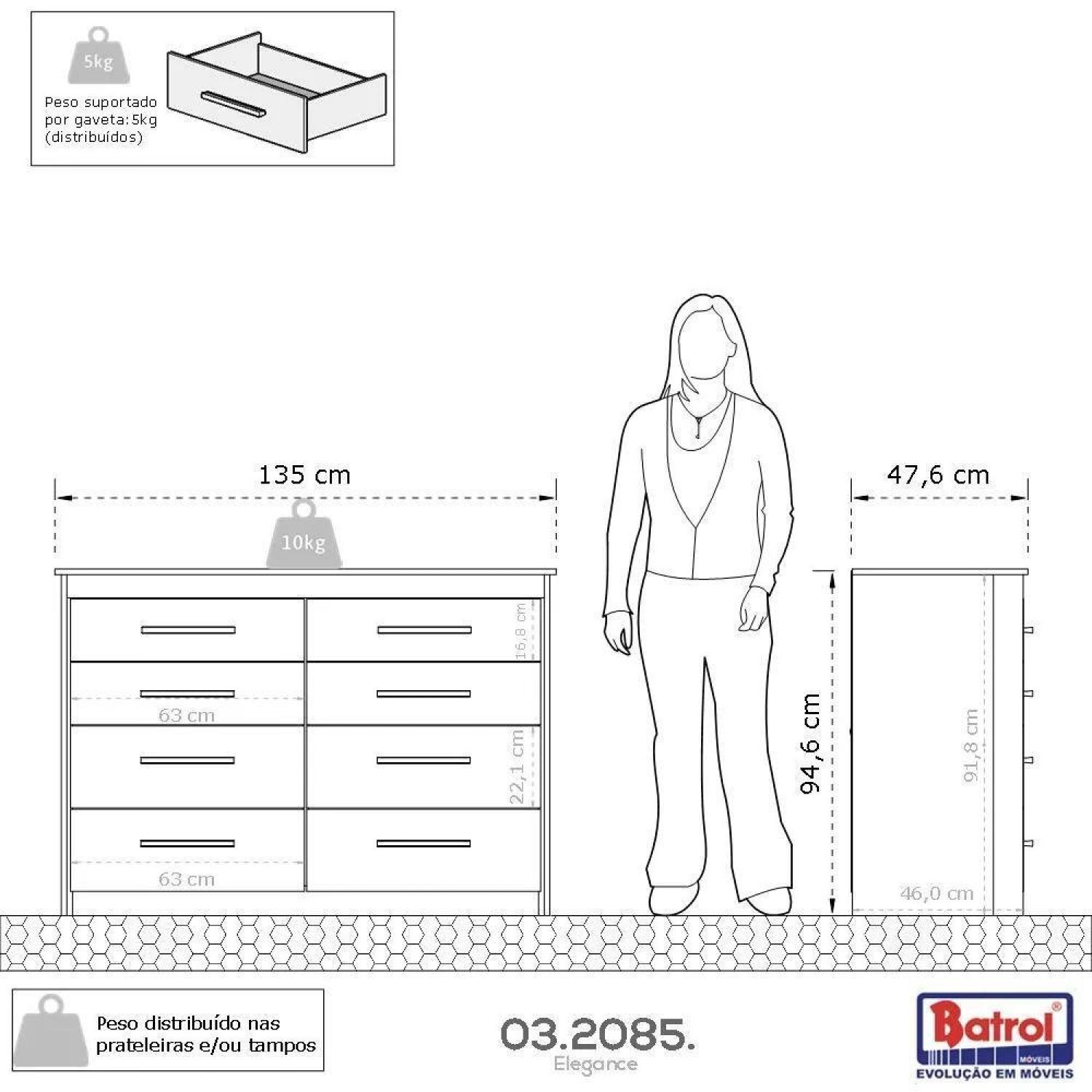 Cômoda 8 Gavetas 135 X 94,6 Cm Elegance - 3