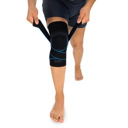 Joelheira de Compressão Com Faixa Ajustável Sense 3.0 - para todo tipo de esporte:Azul/P/Unissex - 4