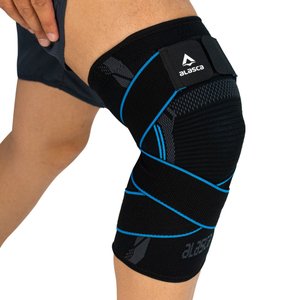 Joelheira de Compressão Com Faixa Ajustável Sense 3.0 - para todo tipo de esporte:Azul/P/Unissex