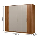 Ver imagem 3 de Guarda Roupa Casal Ripado 6 Portas e 6 Gavetas 267 x 230cm Atrice Nogueira Touch/Nude Prime