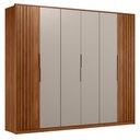 Ver imagem 2 de Guarda Roupa Casal Ripado 6 Portas e 6 Gavetas 267 x 230cm Atrice Nogueira Touch/Nude Prime
