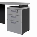 Ver imagem 6 de Mesa em L 150cm X 160cm Gaveteiro 3 Gavetas Pés Painel F5 Cor:cinza Sagrado com Preto