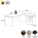 Ver imagem 2 de Mesa em L 150cm X 160cm Gaveteiro 3 Gavetas Pés Painel F5 Cor:cinza Sagrado com Preto