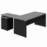 Mesa em L 150cm X 160cm Gaveteiro 3 Gavetas Pés Painel F5 Cor:cinza Sagrado com Preto - 4