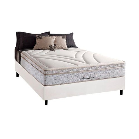 Conjunto Box Casal: Colchão Molas Herval Maxspring American + Base Crc Courano White(138x188)