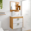 Ver imagem 6 de Kit Gabinete de Banheiro 60cm com Cuba Mármore e Espelheira:amendoa/branco