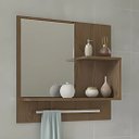 Ver imagem 4 de Kit Gabinete de Banheiro 60cm com Cuba Mármore e Espelheira:amendoa/branco