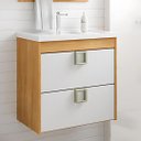 Ver imagem 7 de Kit Gabinete de Banheiro 60cm com Cuba Mármore e Espelheira:amendoa/branco