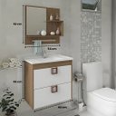 Ver imagem 5 de Kit Gabinete de Banheiro 60cm com Cuba Mármore e Espelheira:amendoa/branco
