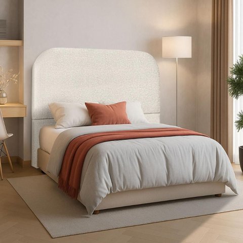 Cabeceira Orgânica Cama Box Casal 140 Cm Estofada Revestida em Linho Orgânica