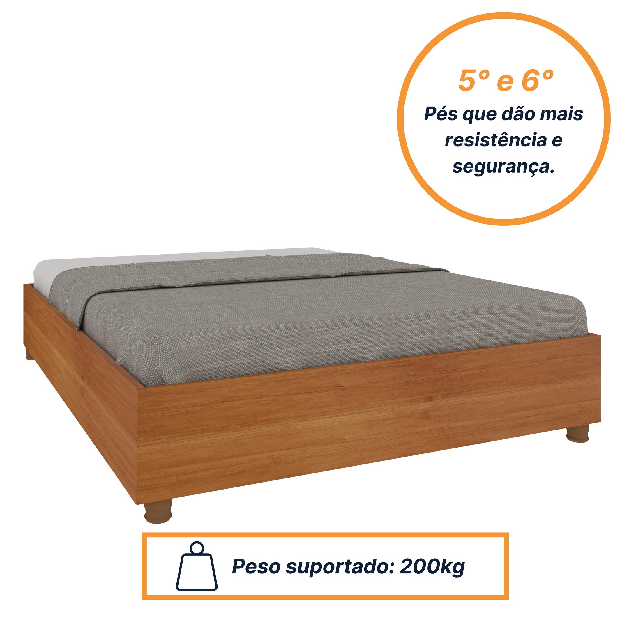 Cama Box Casal Queen 203cmx164cm Mônaco com Cabeceira Extensivel e 2 Mesas de Cabeceiras   - 5