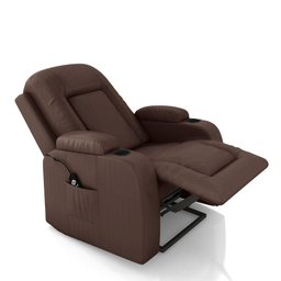 Poltrona Reclinável Massagem e Aquecimento com Elevação Lift 150° 2 Porta Copos, Marrom - 5