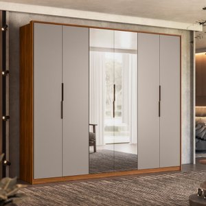 Guarda Roupa Casal Atrice 6 Portas com 2 Portas em Espelho