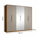 Ver imagem 3 de Guarda Roupa Casal com Espelho 6 Portas e 6 Gavetas Atrice 267 x 230cm Nude Prime/Nogueira Touch