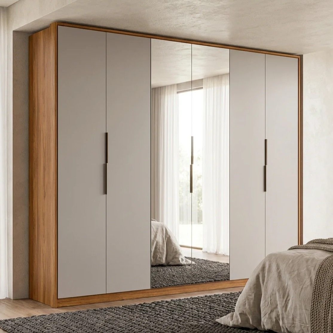Guarda Roupa Casal com Espelho 6 Portas e 6 Gavetas Atrice 267 x