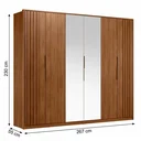 Ver imagem 3 de Guarda Roupa Casal com Espelho 6 Portas e 6 Gavetas Ripado Atrice 267 x 230cm Nogueira Touch
