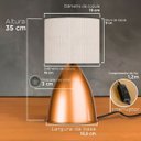 Ver imagem 3 de Kit 2 Luminaria de Mesa Abajur Bojudo Cobre Alumínio com Cúpula Tecido Algodão