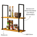 Ver imagem 4 de Prateleira Industrial Suspensa Parede Multifuncional Carvalho Americano Aurora
