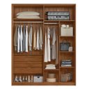 Ver imagem 4 de Guarda Roupa Casal 4 Portas e 3 Gavetas 230 x 180cm Attore Nogueira Touch
