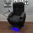 Ver imagem 1 de Poltrona do Papai Lift Reclinável Massagem Aquecimento Austin USB LED Suporte para Celular PU Preto 