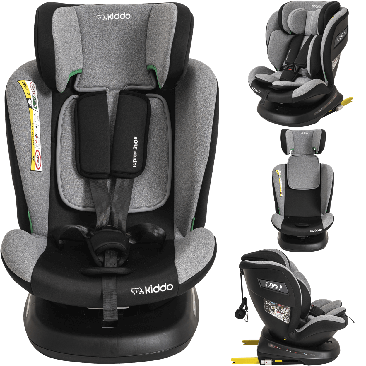 Cadeirinha para Carro Kiddo Supra+ 360 Fix 0-36kg Melange Cinza - 2