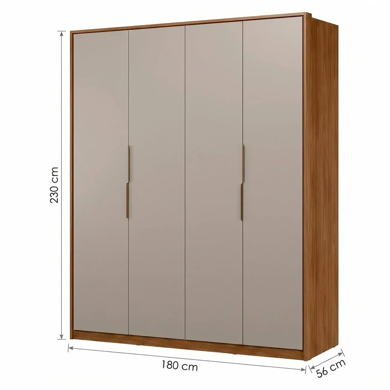 Ver imagem 3 de Guarda Roupa Casal 4 Portas e 3 Gavetas 230 x 180cm Attore Nogueira Touch/Nude