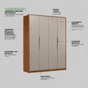 Ver mais imagens de Guarda Roupa Casal 4 Portas e 3 Gavetas 230 x 180cm Attore Nogueira Touch/Nude