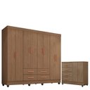 Ver imagem 1 de Guarda Roupa Casal Porto com Cômoda Lite 4 Gavetas 2 Portas Carvalho Oak – Móveis Leão