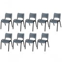 Ver imagem 1 de Cadeira Iso Base Preto Escola, Escritório Cinza Kit 9 Un