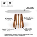 Ver imagem 2 de Mesa de Jantar Redonda 4 Lugares 90cm em Mdf e Madeira Maciça Tália Branca - Straub Web