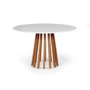 Ver imagem 1 de Mesa de Jantar Redonda 4 Lugares 90cm em Mdf e Madeira Maciça Tália Branca - Straub Web