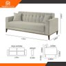 Sofa Liverpool 3 Lugares 195 Cm Base Madeira Talento Móveis Veludo Paris Bege Claro - 4