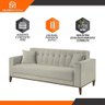 Sofa Liverpool 3 Lugares 195 Cm Base Madeira Talento Móveis Veludo Paris Bege Claro - 3