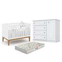 Ver imagem 1 de Berço Americano Unique Branco Soft Eco Wood - Matic e Cômoda Infantil Americano Branco HP e Colchão