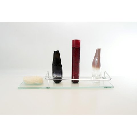 Porta Shampoo Reto com Rebaixo Saboneteira Vidro Incolor Lapidado e Baliza em aluminio - Aquabox - 4