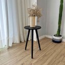 Ver imagem 4 de Mesa Lateral Redonda com Pé Palito de Madeira Preto