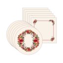 Ver imagem 1 de Kit Sousplat + Guardanapo Natal Galhada Flores - 6 Peças - com Base