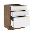 Ver imagem 3 de Balcão Madesa Lux 60 cm 3 Gavetas (Sem Tampo) Rustic/Branco Veludo Cor:Rustic/Branco Veludo