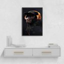 Ver imagem 2 de Quadro Macaco Com Headphone 24x18cm - com vidro:Madeira branca