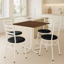 Ver imagem 3 de Mesa de Jantar Quadrada 70cm Branca Tampo Madeira Imbuia